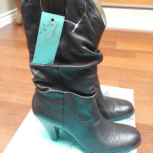 Jessica Simpson Cowboy Boots - Black faux leather